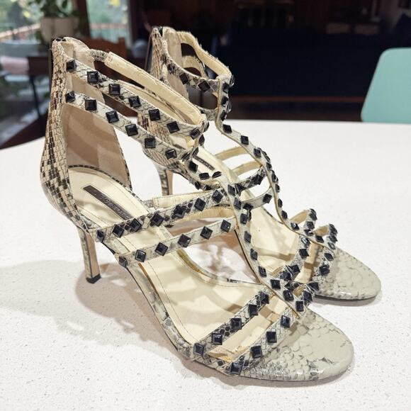BCBGeneration snakeskin-print studded strappy heels Size 8 - Picture 6 of 10